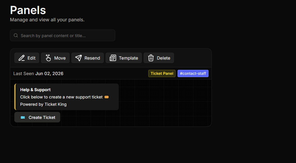 Resending a panel from the Panels page